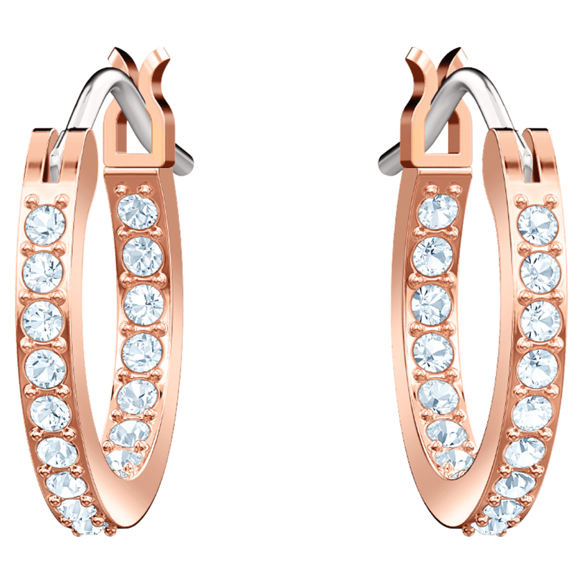 swarovski symbolica hoop earrings  evil eye  blue  rose gold tone plated