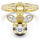 swarovski idyllia motif ring  mixed cuts  bee  multicolored  gold tone plated