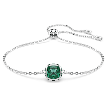 swarovski birthstone bracelet square cut may green rhodium plated