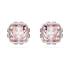 swarovski birthstone stud earrings  square cut  june  pink  rhodium plated