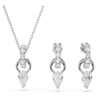 swarovski mesmera set pear cut round cut white rhodium plated