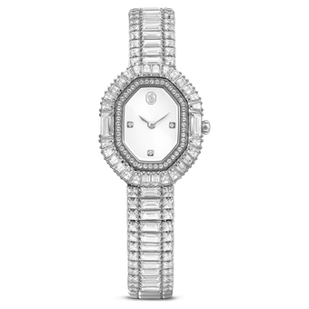 swarovski matrix octagon watch baguette cut metal bracelet silver tone stainless steel