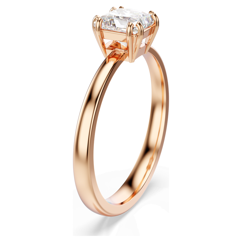 swarovski attract ring  square cut  white  rose gold tone plated