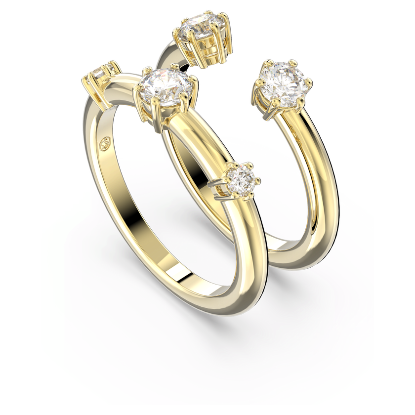 swarovski constella ring  set  2   round cut  white  18k gold finish
