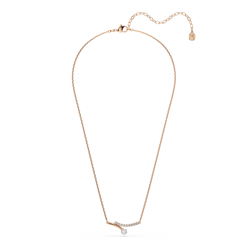 swarovski matrix necklace  round cut  white  18k rose gold finish