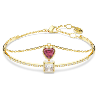 swarovski chroma bangle  heart  red  gold tone plated