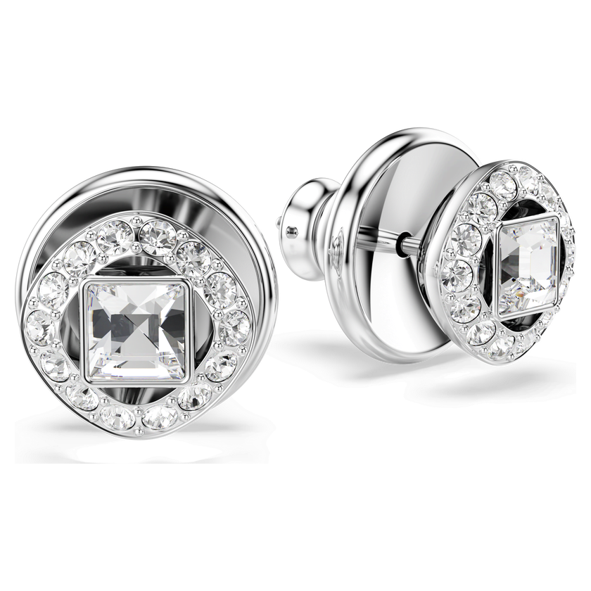 swarovski una angelic stud earrings  round cut  white  rhodium plated