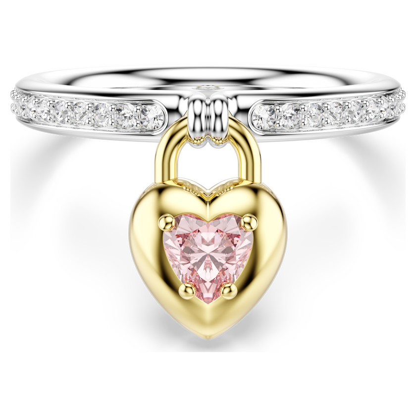 swarovski idyllia motif ring  mixed cuts  heart  multicolored  mixed metal finish
