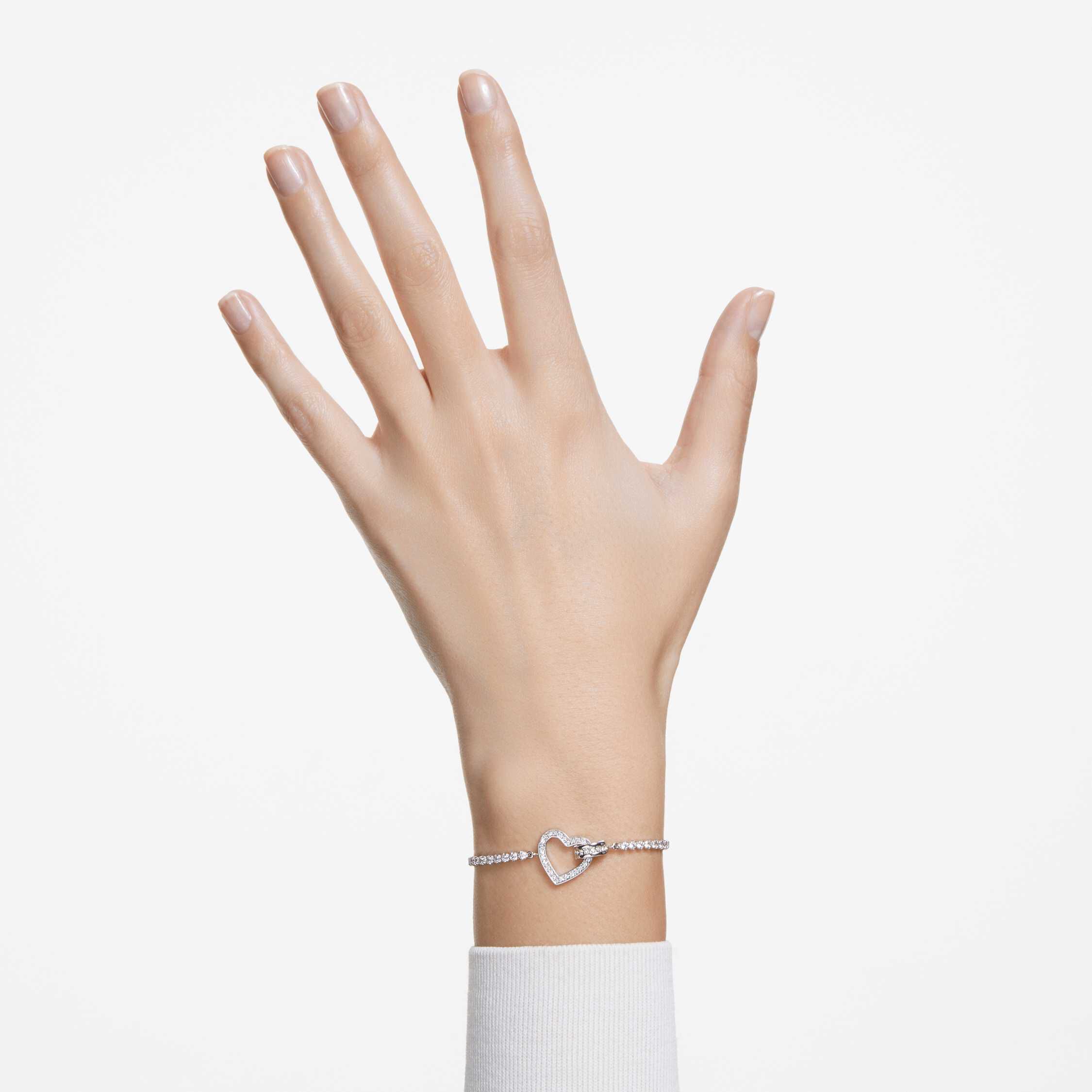 swarovski lovely bracelet  heart  white  rhodium plated