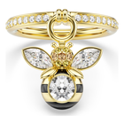 swarovski idyllia motif ring  mixed cuts  bee  multicolored  gold tone plated