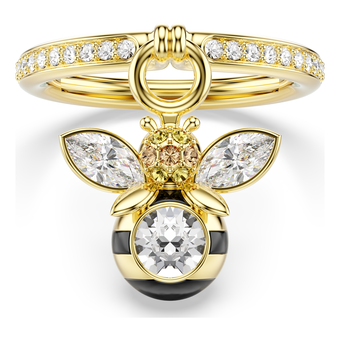 swarovski idyllia motif ring  mixed cuts  bee  multicolored  gold tone plated