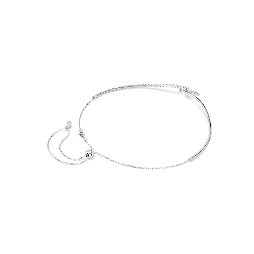 swarovski matrix necklace  round cut  white  rhodium plated