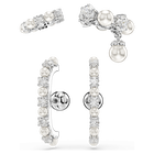 swarovski matrix ear cuff set 3 crystal pearl round cut white rhodium plated