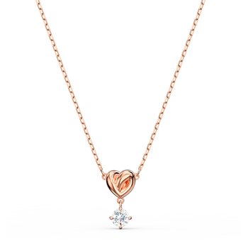 swarovski lifelong heart pendant  white  rose gold tone plated