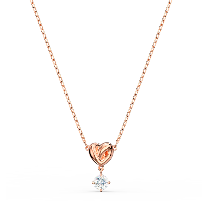 swarovski lifelong heart pendant  white  rose gold tone plated
