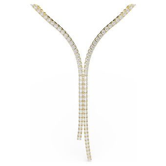 swarovski matrix y necklace  round cut  white  18k gold finish