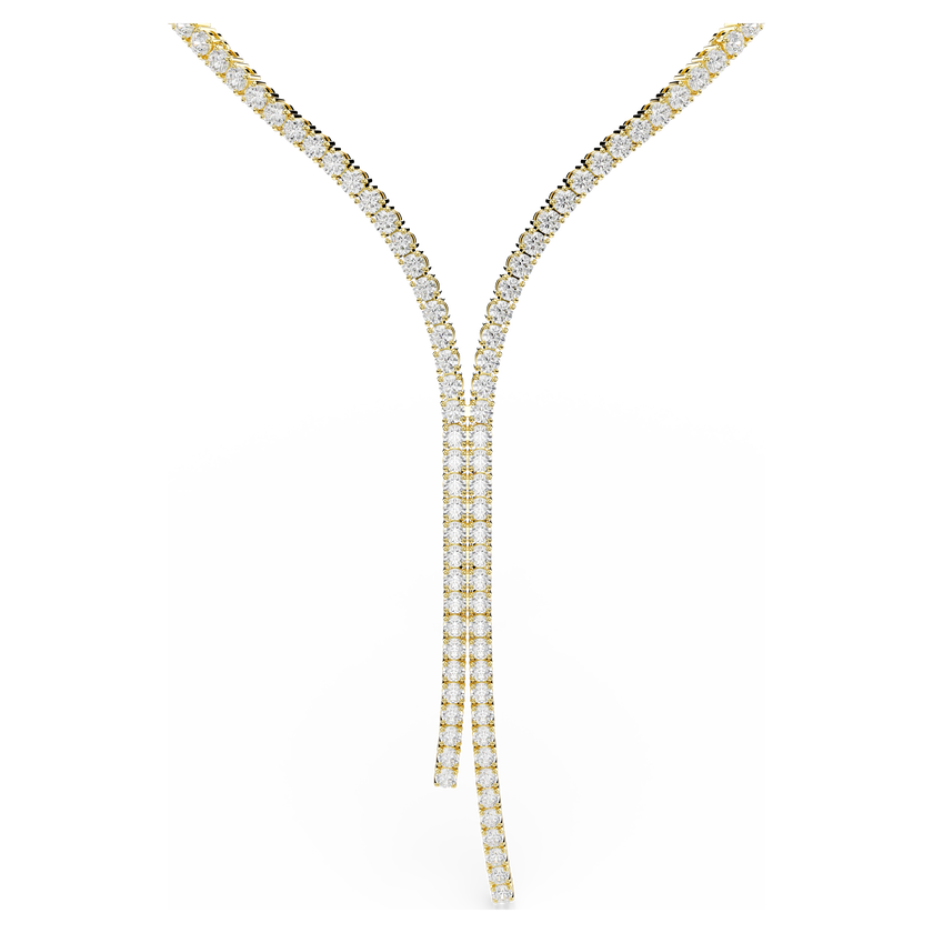 swarovski matrix y necklace  round cut  white  18k gold finish