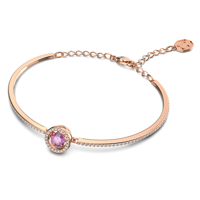 swarovski sparkling dance bangle  round cut  purple  rose gold tone plated