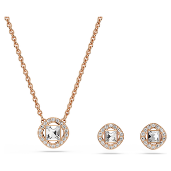 swarovski una angelic set  round cut  white  18k rose gold finish