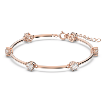 Constella bangle, White, Rose-gold tone plated swarovski constella bangle  white  rose gold tone plated