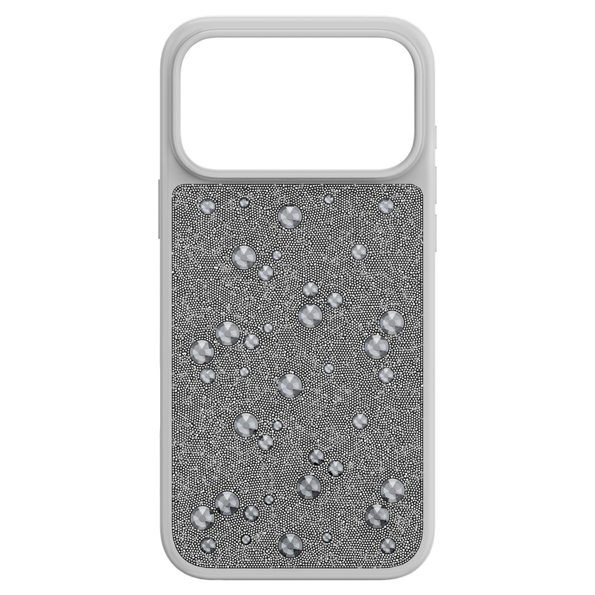 swarovski high smartphone case  flat back crystals  iphone  17 pro max  silver tone