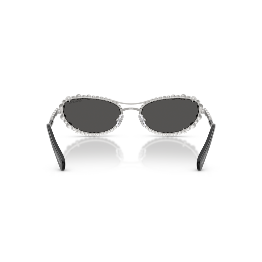 swarovski sunglasses  oval shape  2 in 1 clip on  sk7044  silver tone