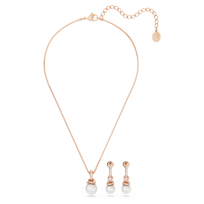 swarovski originally set  crystal pearl  white  18k rose gold finish