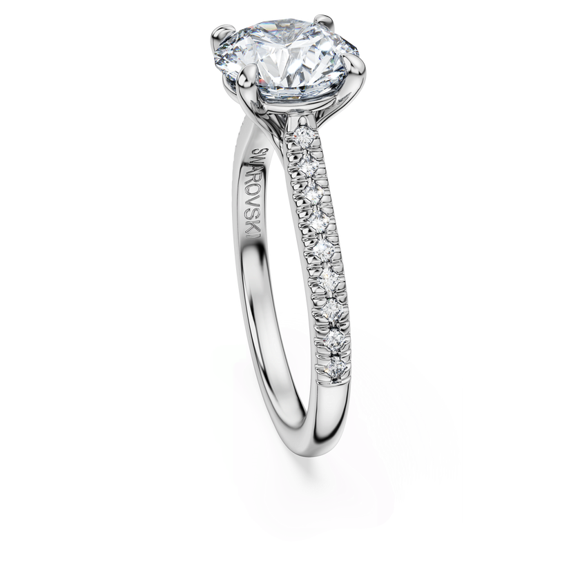 swarovski eternity solitaire ring  lab grown diamonds 2 2 ct tw  round shape  18k white gold