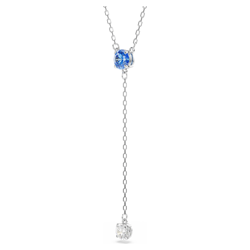 swarovski stilla attract y necklace  round cut  blue  rhodium plated