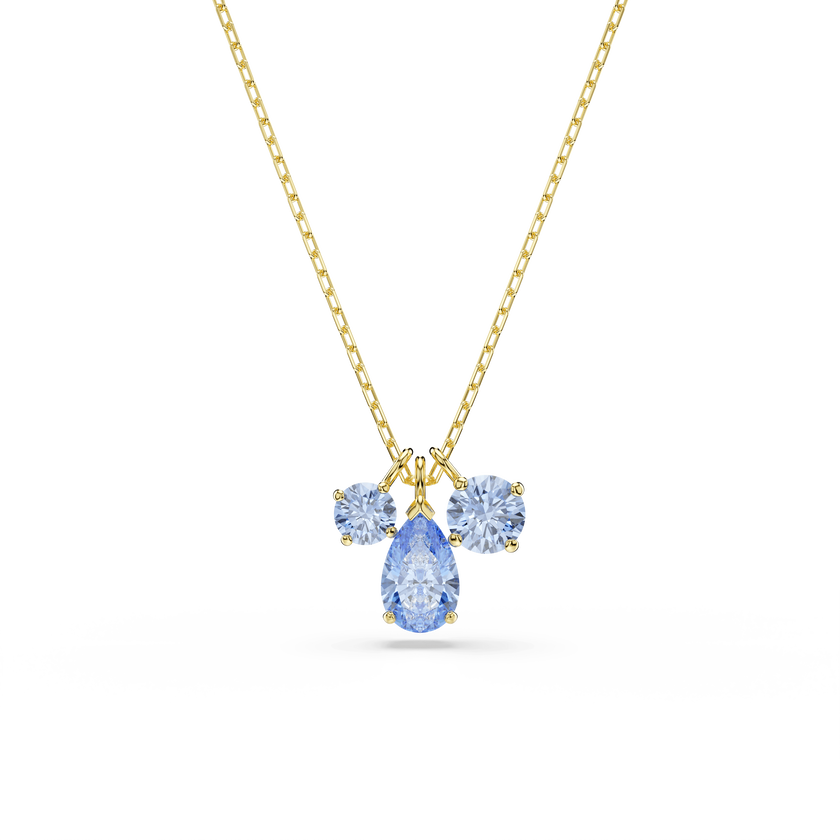 swarovski mesmera set  set  2   mixed cuts  blue  18k gold finish
