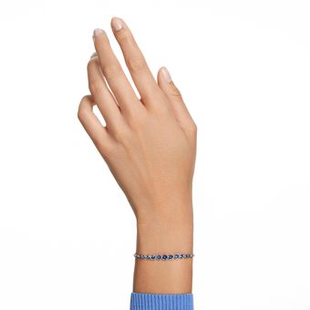 swarovski imber emily bracelet  mixed round cuts  blue  rhodium plated
