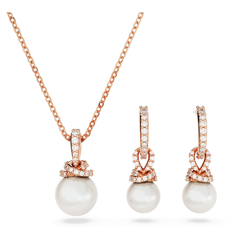 swarovski originally set  crystal pearl  white  18k rose gold finish