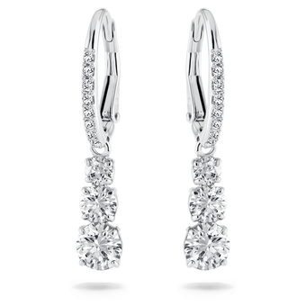 swarovski stilla attract hoop earrings round cut white rhodium plated