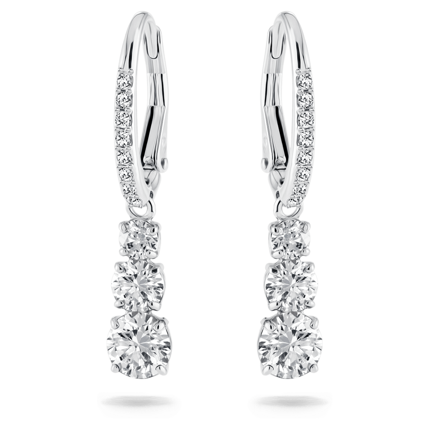 swarovski stilla attract hoop earrings  round cut  white  rhodium plated