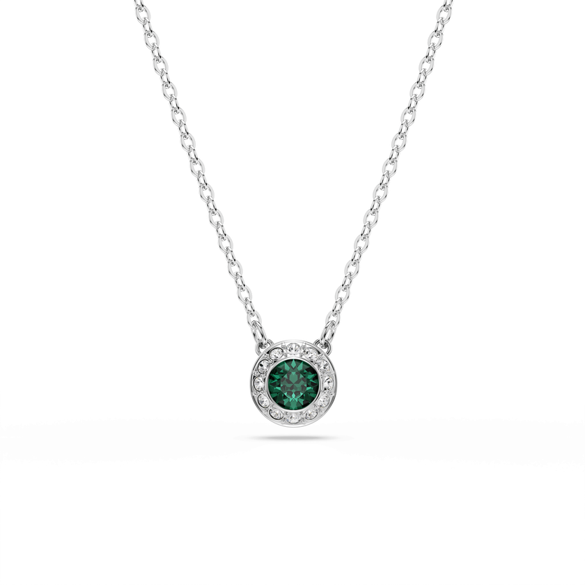 swarovski una angelic set  set  2   round cut  green  rhodium plated
