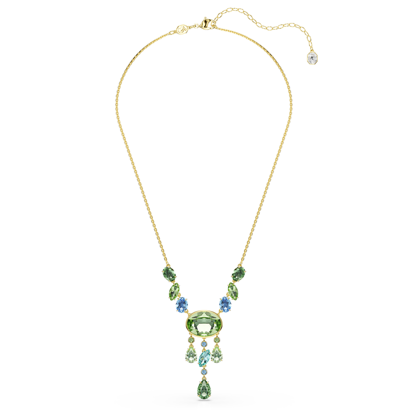 swarovski gema y necklace  mixed cuts  multicolored  gold tone plated
