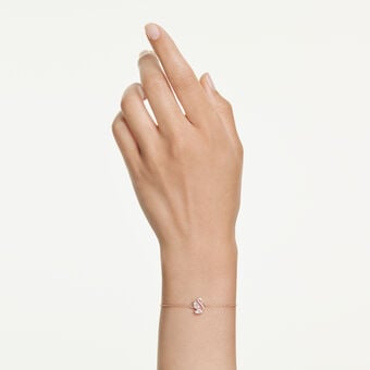 swarovski swan bracelet  mixed cuts  swan  white  rose gold tone plated