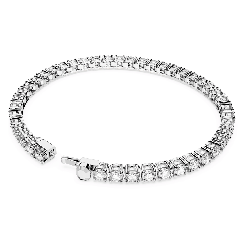 swarovski matrix tennis bracelet  round cut  white  rhodium plated
