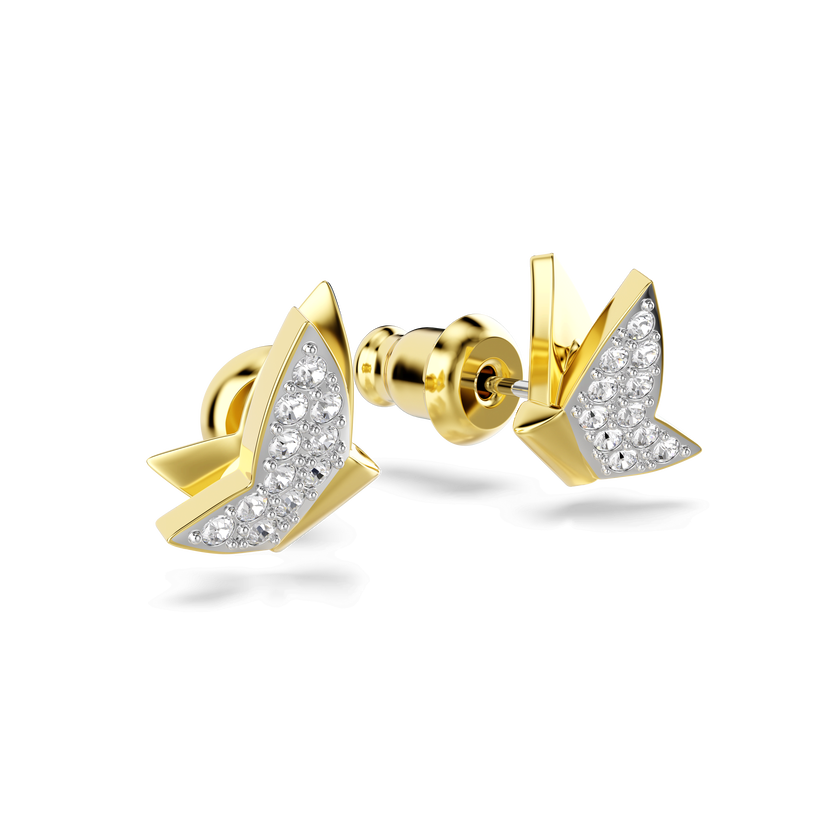 swarovski idyllia lilia stud earrings  butterfly  white  18k gold finish