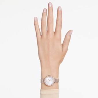 swarovski certa watch  swiss made  metal bracelet  rose gold tone  mixed metal finish