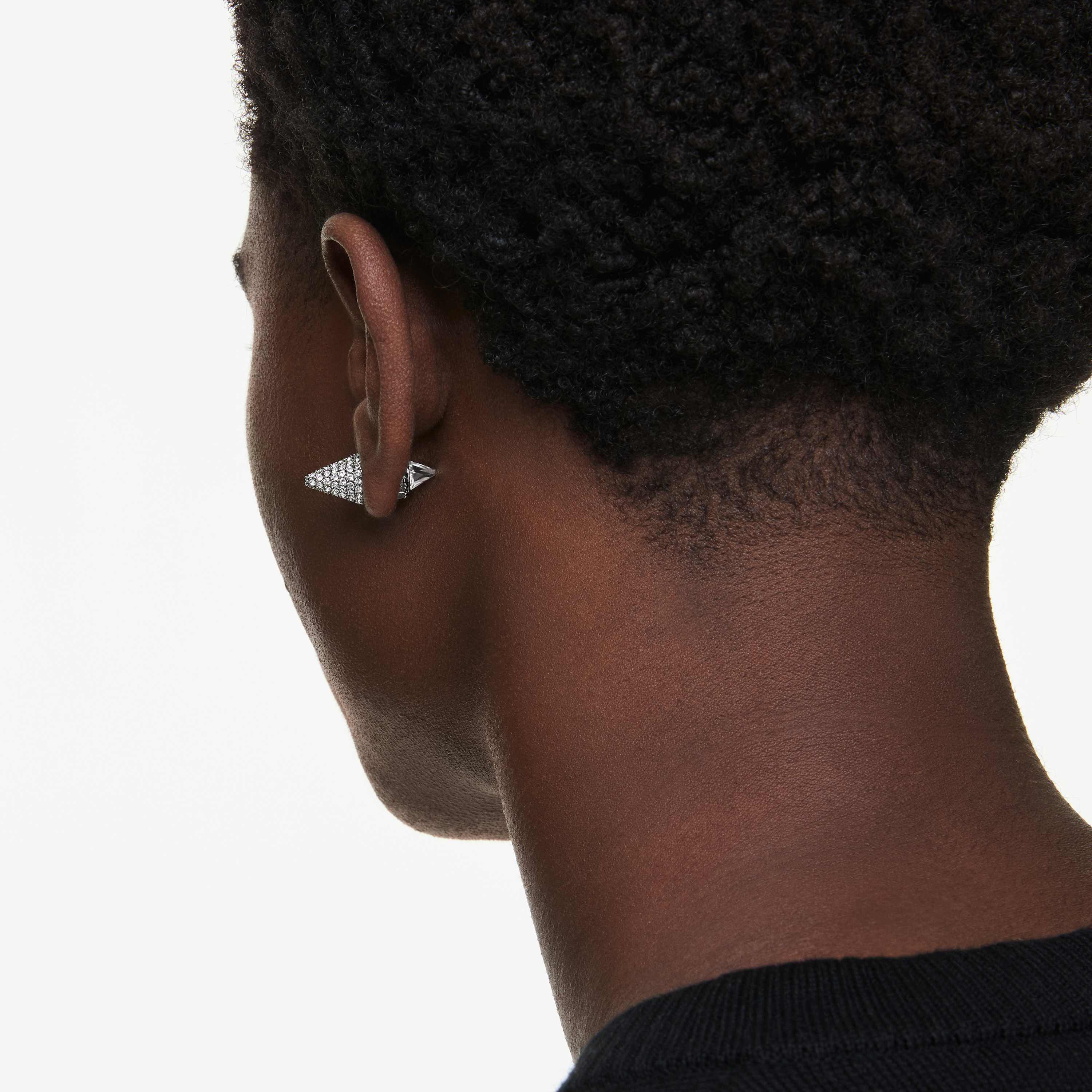 swarovski sublima stud earrings  spike  white  ruthenium plated