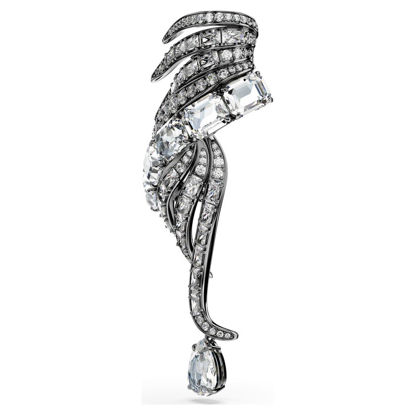 swarovski the vienna collection brooch  feather  white  ruthenium plated