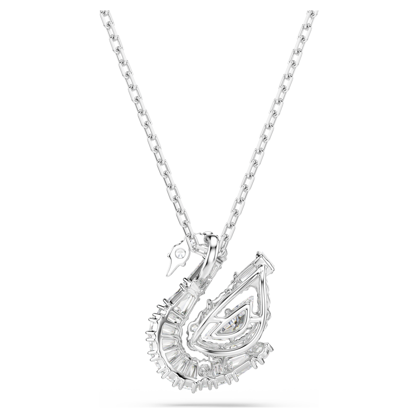 swarovski swan pendant  mixed cuts  swan  white