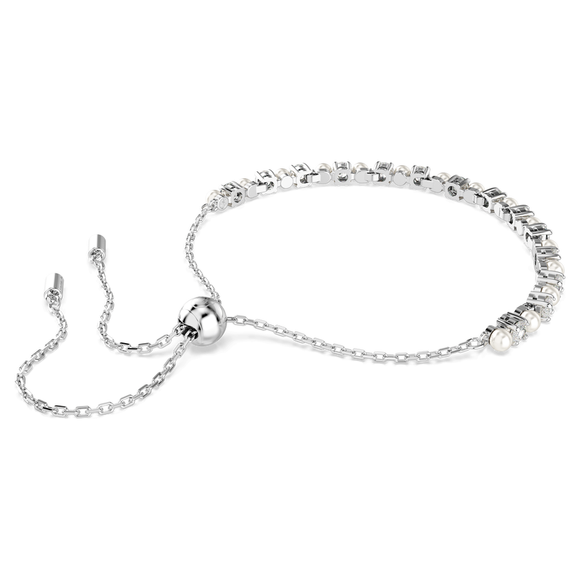 swarovski matrix bracelet  crystal pearl  round cut  white  rhodium plated
