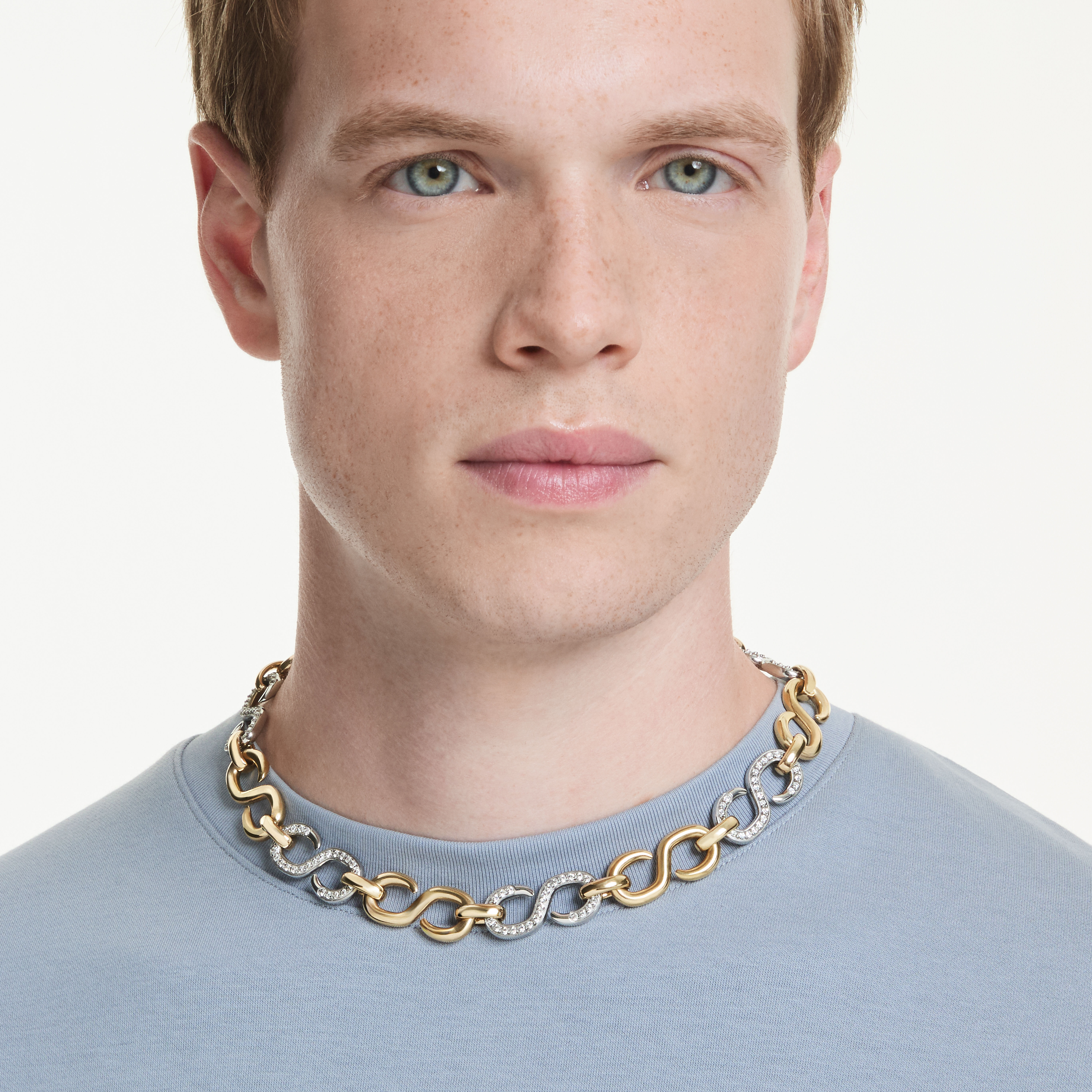 swarovski dextera necklace  round cut  chain  white  mixed metal finish