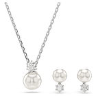 swarovski matrix set crystal pearl round cut white rhodium plated