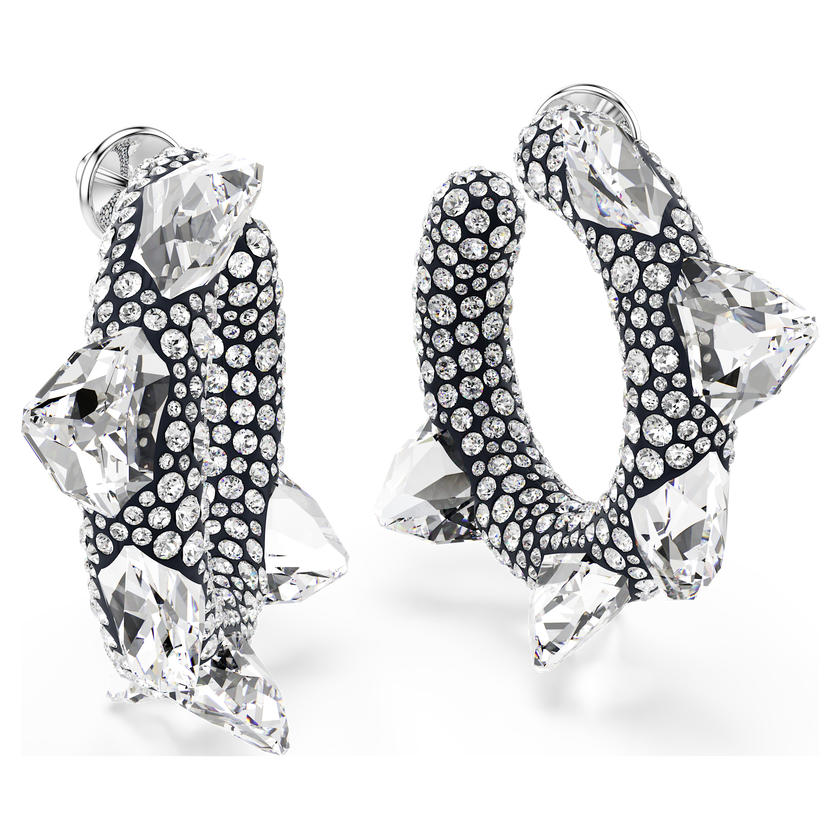 swarovski sublima hoop earrings  spike  white  rhodium plated
