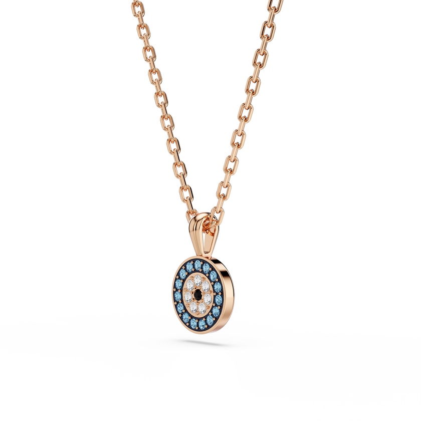 swarovski luckily pendant  pav   eye  blue  rose gold tone plated