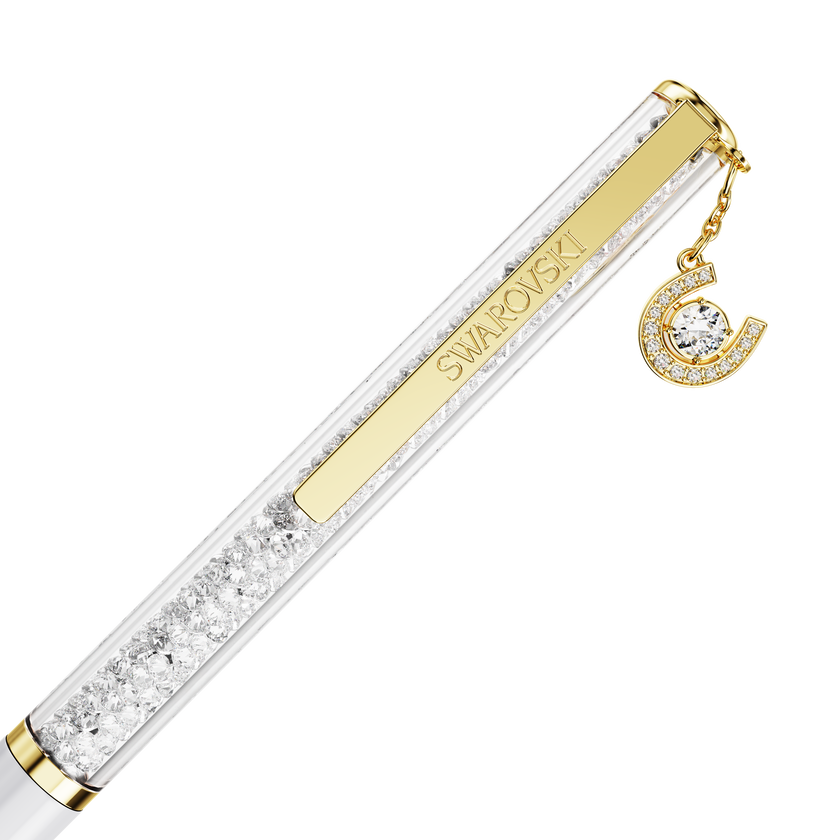 swarovski crystalline ballpoint pen  horse shoe  white  white lacquered  gold tone plated