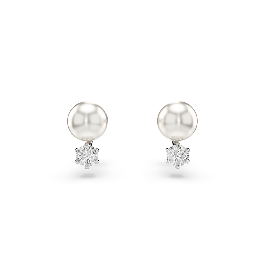 swarovski matrix set  crystal pearl  round cut  white  rhodium plated